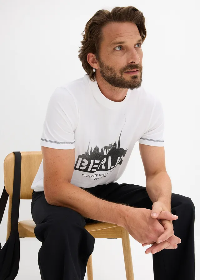 Tričko z čistej bio bavlny • biela potlačená berlin • obchod bonprix