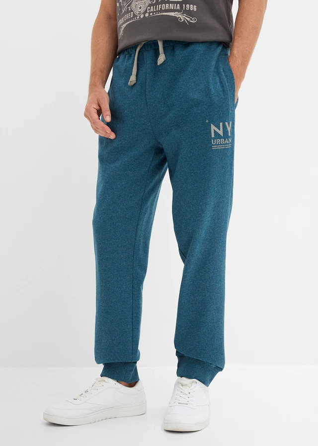 Pantaloni jogging cu detalii contrastante • albastru-petrol/gri-umbră melanj • magazin bonprix