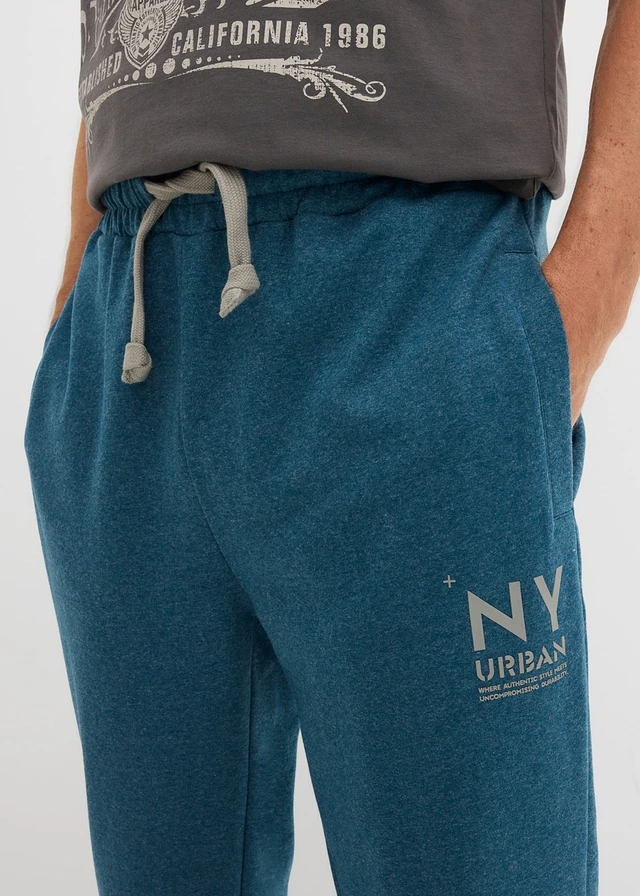 Pantaloni jogging cu detalii contrastante • albastru-petrol/gri-umbră melanj • magazin bonprix