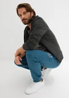 Pantaloni jogging cu detalii contrastante • albastru-petrol/gri-umbră melanj • magazin bonprix