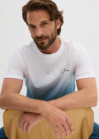 Tričko Slim Fit z čisté bavlny • modrá petrolejovo-bílá • bonprix obchod