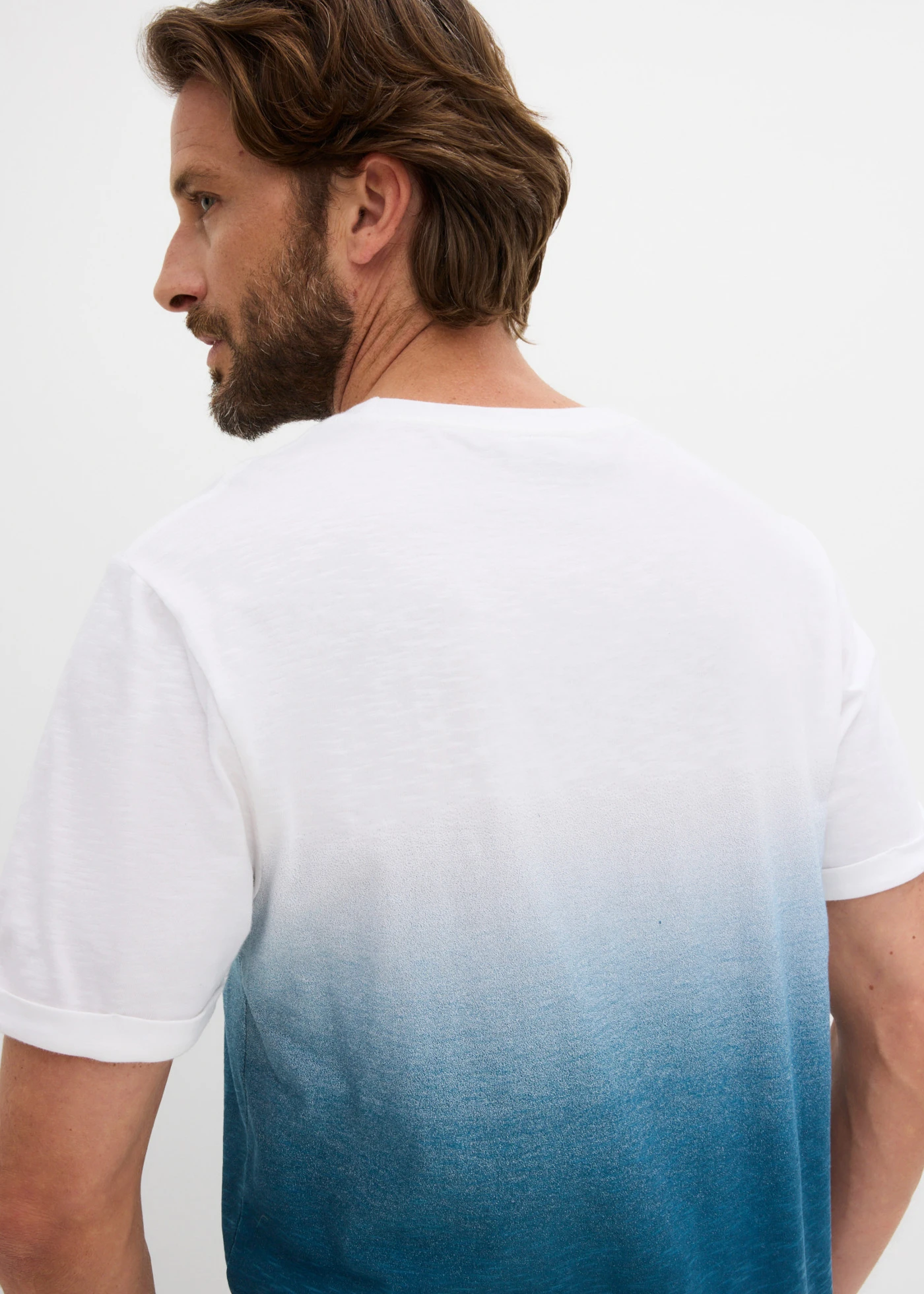 Póló tiszta pamutból, Slim Fit • olajkék/fehér • bonprix áruház