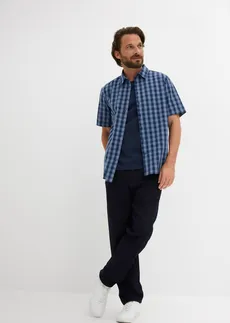 Chemise manches courtes 100% coton • bleu fumé-bleu profond carreaux • Boutique bonprix