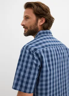 Chemise manches courtes 100% coton • bleu fumé-bleu profond carreaux • Boutique bonprix