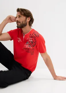 T-shirt col tunisien 100% coton • fraise imprimé • Boutique bonprix