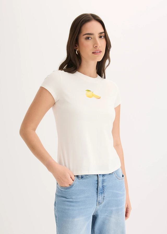 Bluză din material elastic cu bumbac, culoare: ecru
