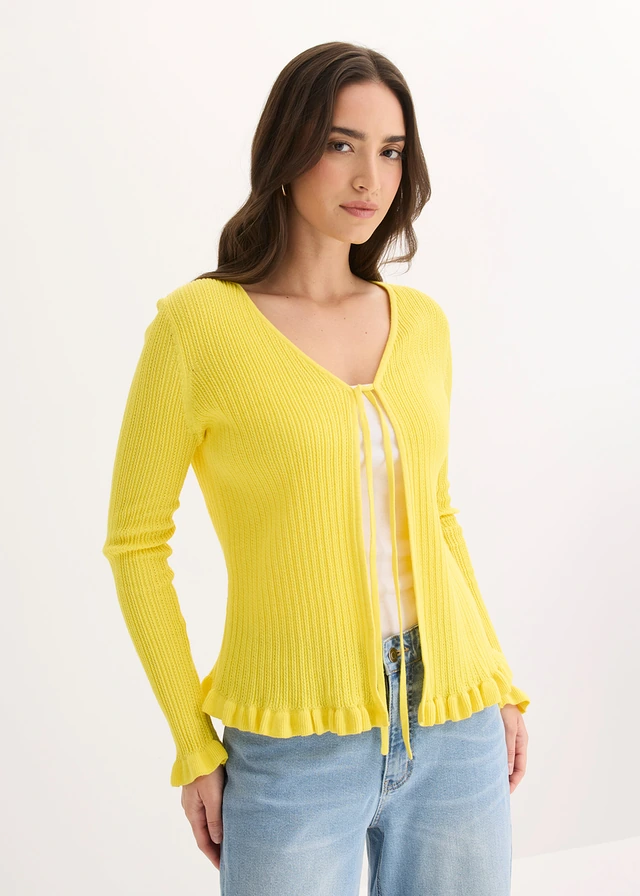 Fijn gebreid vest van katoenmix • ananasgeel • product-page.page-title-suffix