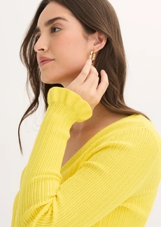 Fijn gebreid vest van katoenmix • ananasgeel • bonprix online shop