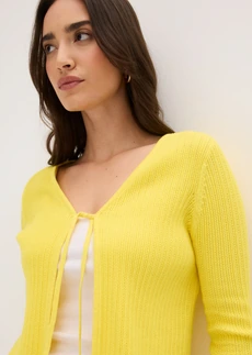 Jachetă din tricotaj fin din amestec cu bumbac • galben ananas • magazin bonprix