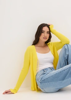 Jachetă din tricotaj fin din amestec cu bumbac • galben ananas • magazin bonprix