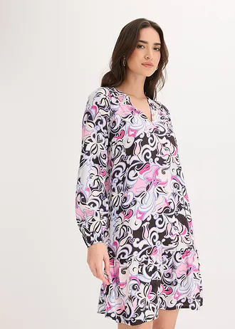 Tuniekjurk van soepele viscose • zwart gedessineerd • bonprix online shop