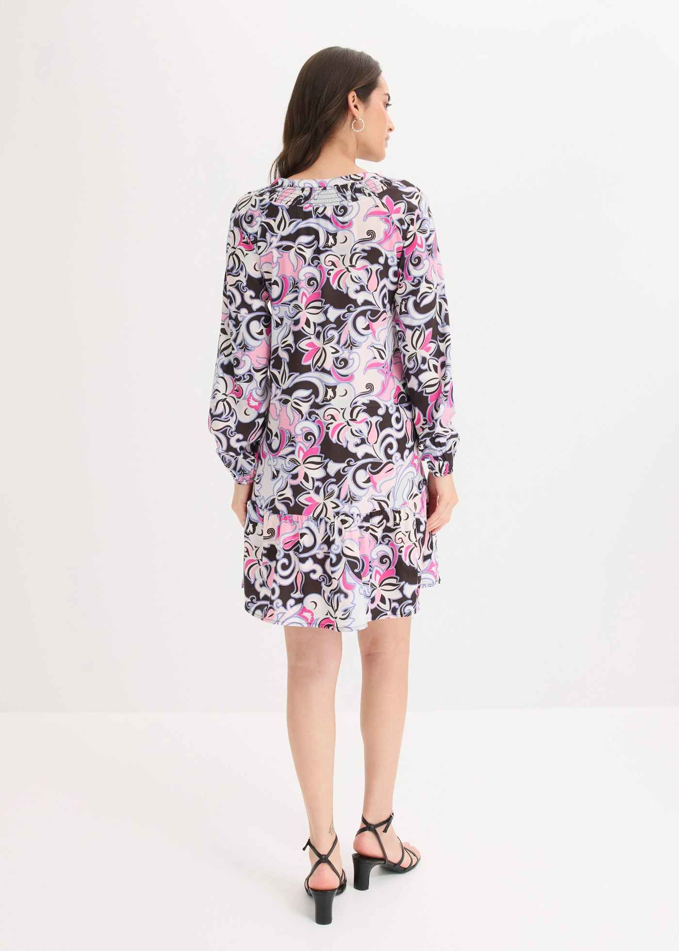 Tuniekjurk van soepele viscose • zwart gedessineerd • bonprix online shop