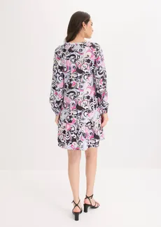 Robe-tunique en viscose fluide, Couleur: noir imprimé