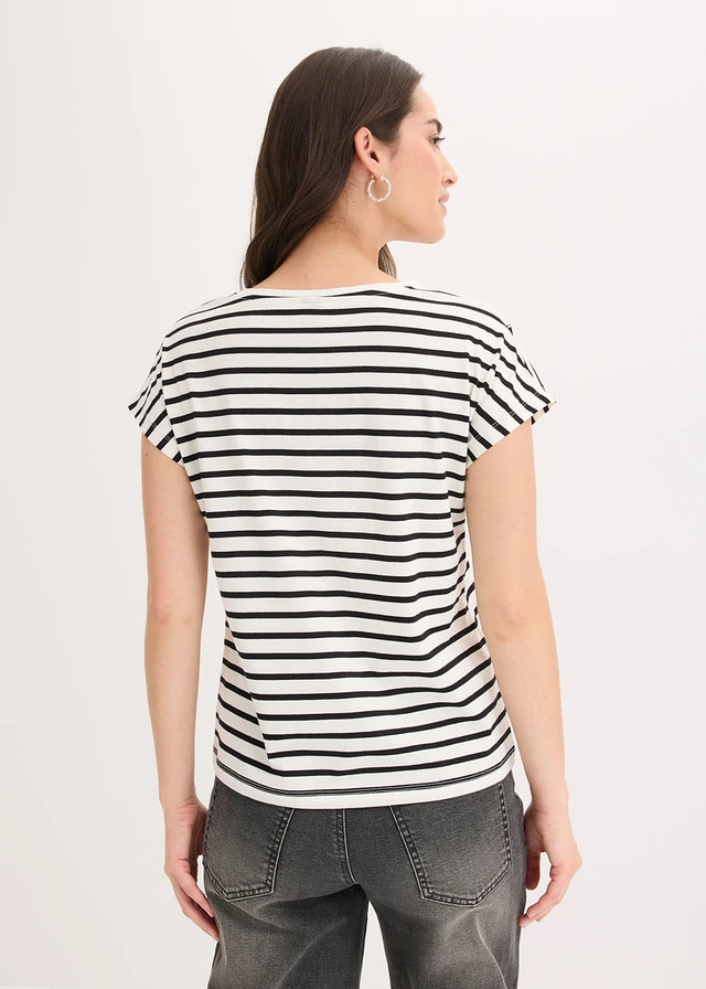 T-shirt en viscose extensible • écru/noir rayé • product-page.page-title-suffix