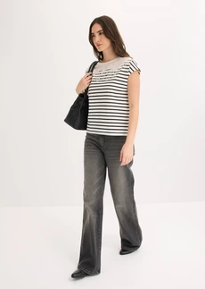 Shirt in een viscosemix • wolwit/zwart gestreept • bonprix online shop