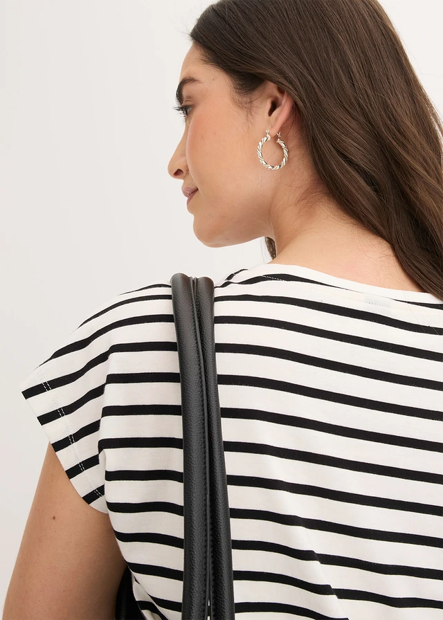T-shirt en viscose extensible • écru/noir rayé • product-page.page-title-suffix