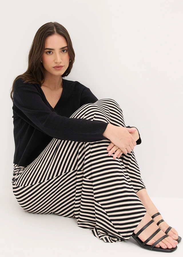 Jersey rok in een viscosemix • zwart-wolwit gestreept • product-page.page-title-suffix
