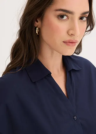 Robe-chemise 100% coton • bleu foncé • Boutique bonprix