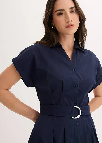 Rochie-bluză din bumbac 100% • bleumarin • magazin bonprix