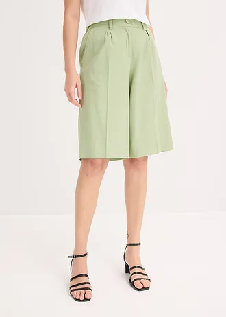 Wijde bermuda van een luchtige linnenmix • lichtgroen • bonprix online shop