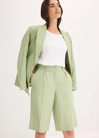 Wijde bermuda van een luchtige linnenmix • lichtgroen • bonprix online shop