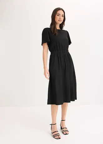 Uitlopende jersey jurk • zwart • bonprix online shop