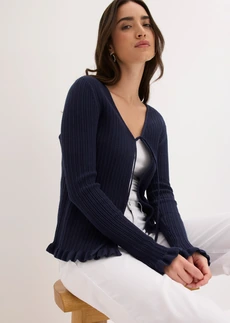 Fijn gebreid vest van katoenmix • donkerblauw • bonprix online shop