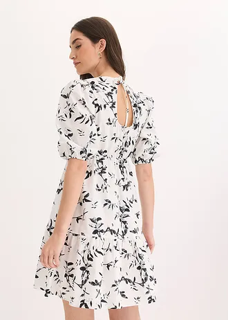 Robe courte 100% coton • blanc/noir floral • Boutique bonprix