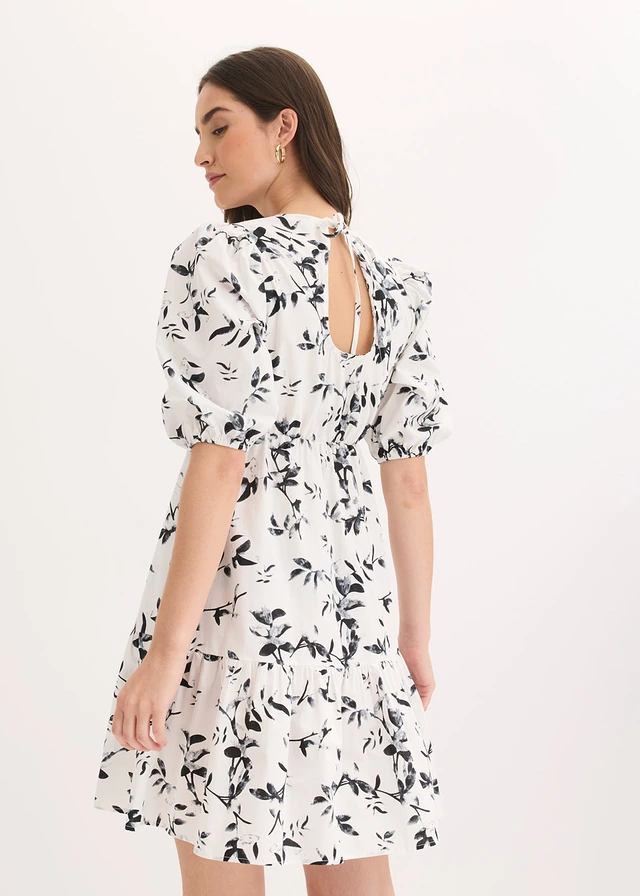 Mini jurk van katoen • wit-zwart gebloemd • product-page.page-title-suffix