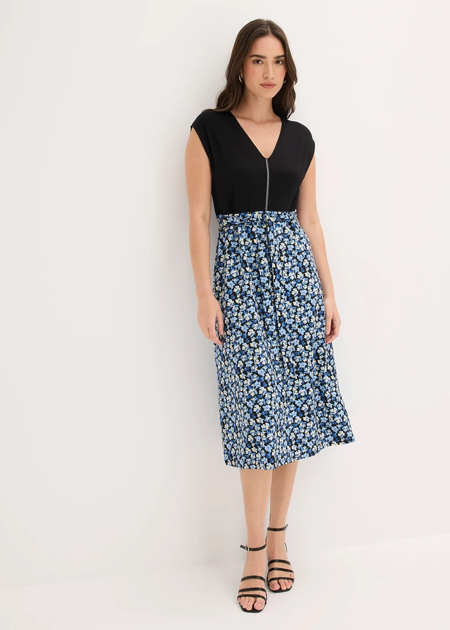 Midi jersey jurk van viscosemix • kristalblauw gebloemd • product-page.page-title-suffix