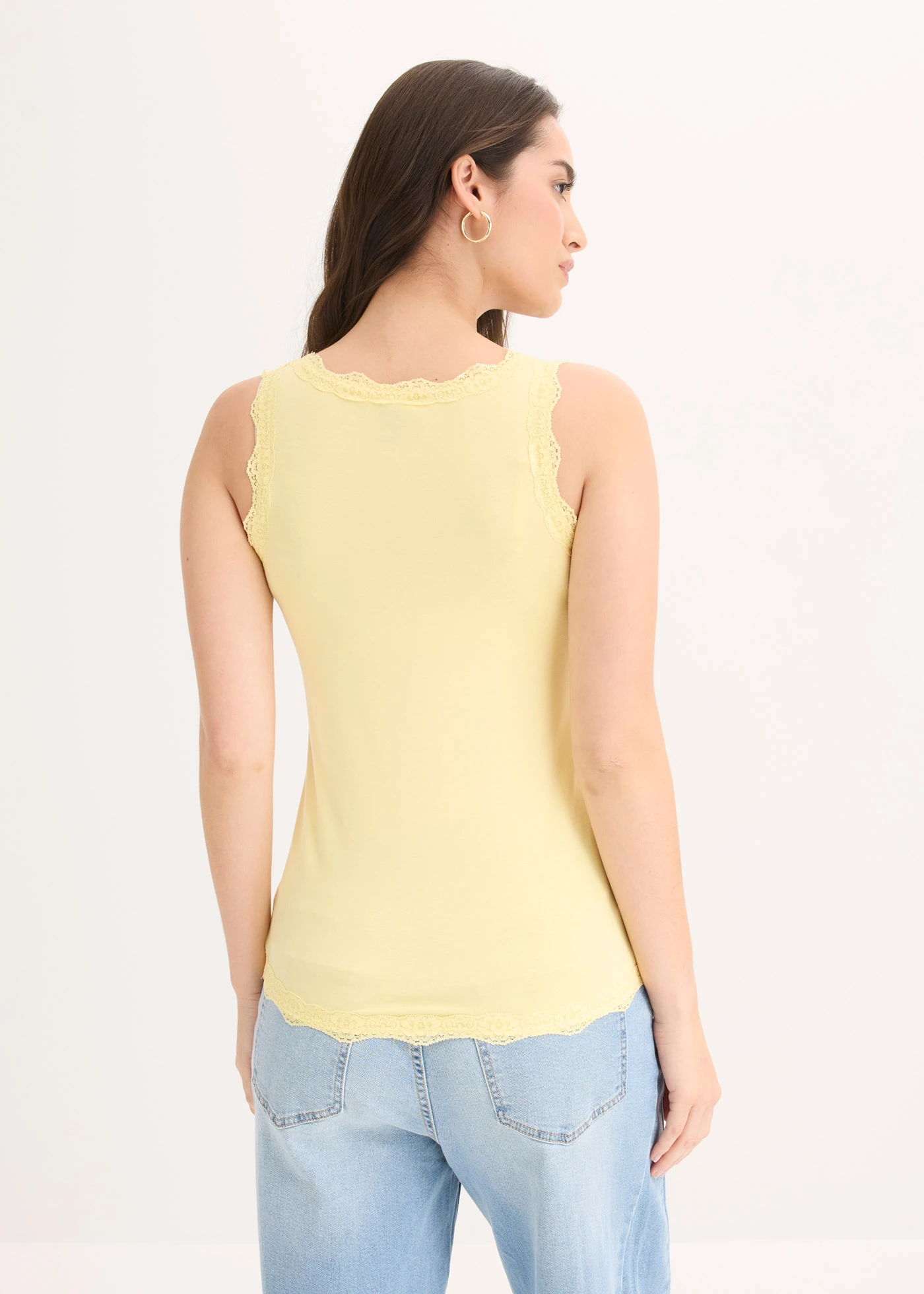 Lot de 2 tops doux en viscose extensible • jaune clair-blanc • Boutique bonprix