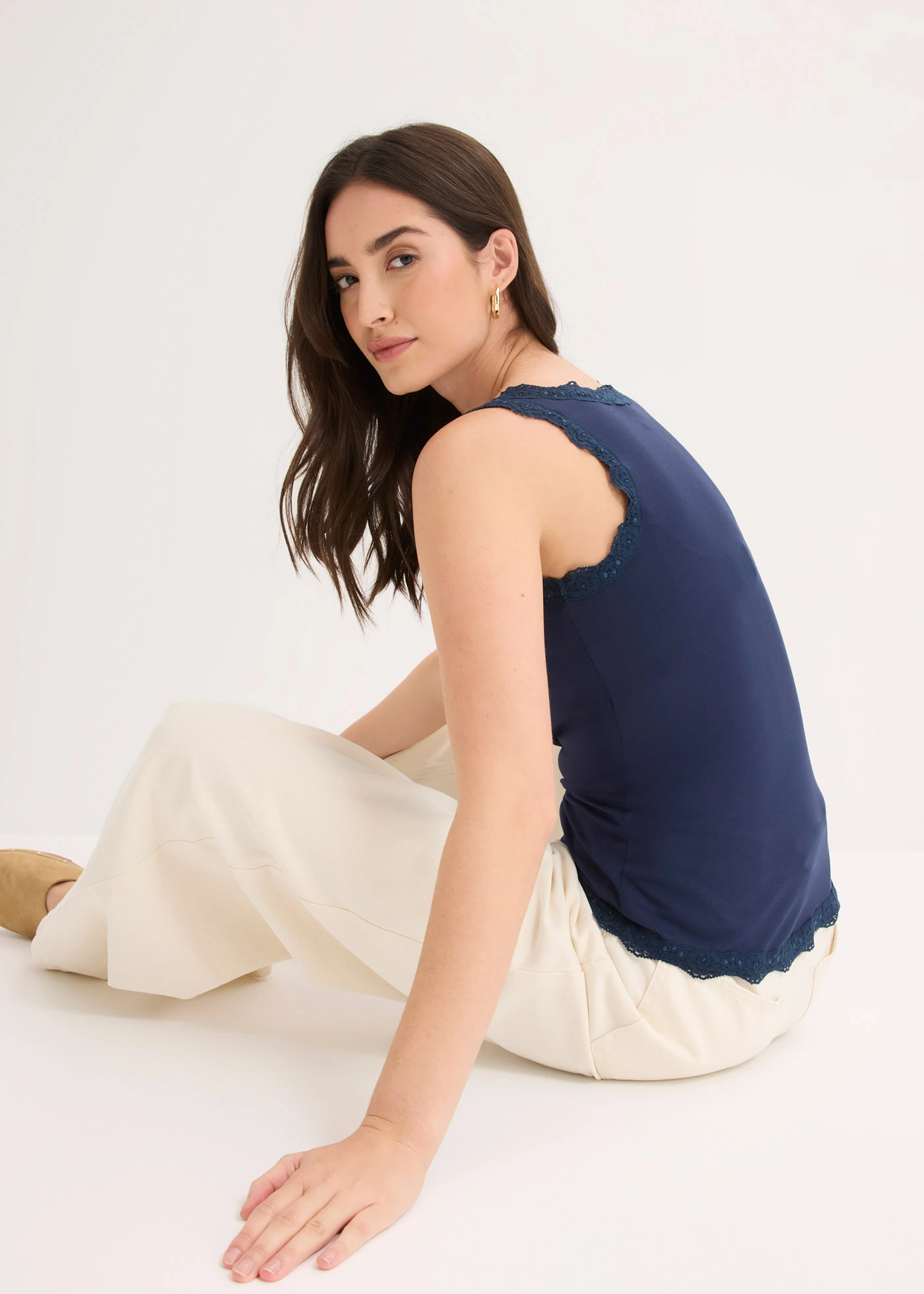 Maiou din amestec moale cu viscoză (set/2 buc.) • bleumarin/alb • magazin bonprix