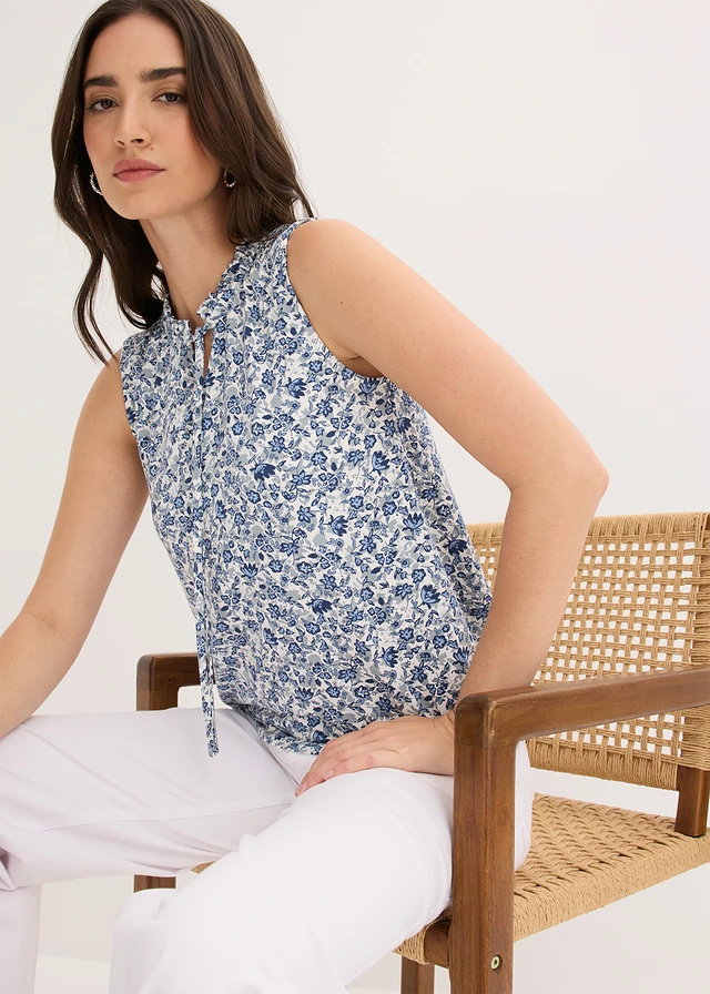 Top din jerse din amestec de viscoză • albastru floral • magazin bonprix