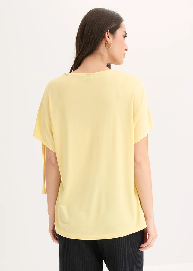 T-shirt doux en modal mélangé, Couleur: jaune pastel
