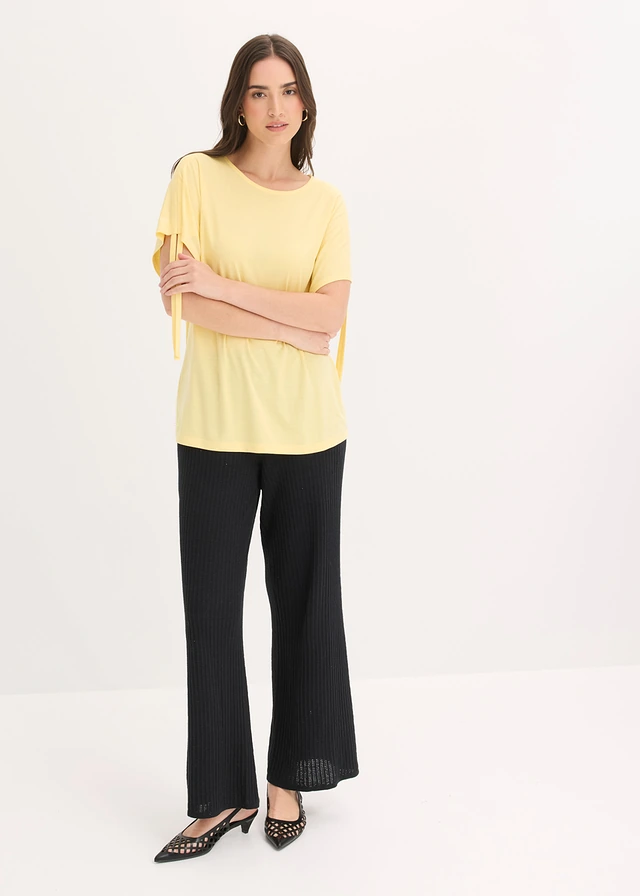 T-shirt doux en modal mélangé, Couleur: jaune pastel