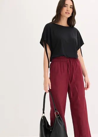 Palazzo broek in een luchtige linnenmix • esdoornrood • bonprix online shop
