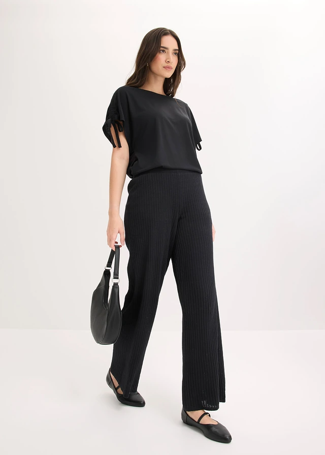 Gebreide broek van luchtige linnenmix • zwart • product-page.page-title-suffix