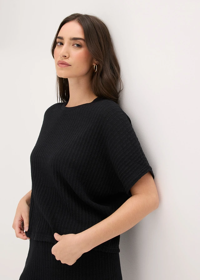 T-shirt léger en maille, Couleur: noir