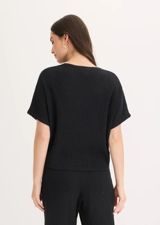 Gebreid shirt van een luchtige viscose-mix, Kleur: zwart