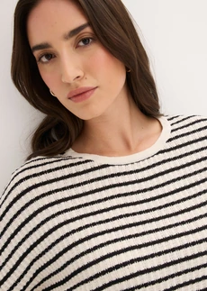Gebreid shirt van een luchtige viscose-mix • parelwit-zwart gestreept • bonprix online shop