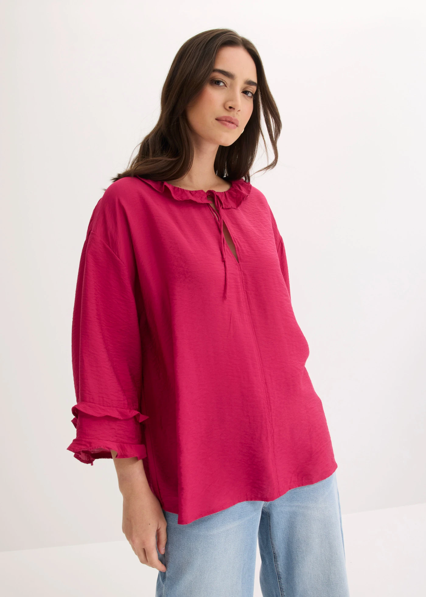 Blouse bohème en  fine viscose mélangée • magenta • Boutique bonprix