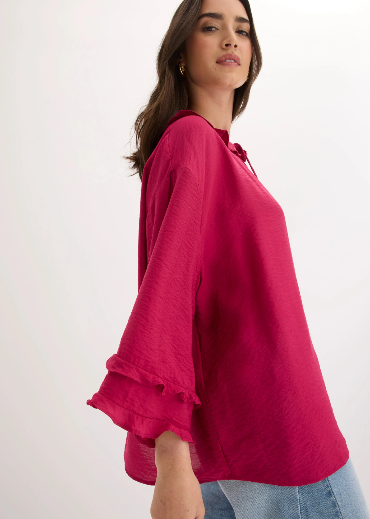 Boheme blouse in een fijne viscosemix • bessenrood • bonprix online shop