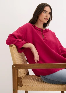 Blouse bohème en  fine viscose mélangée • magenta • Boutique bonprix