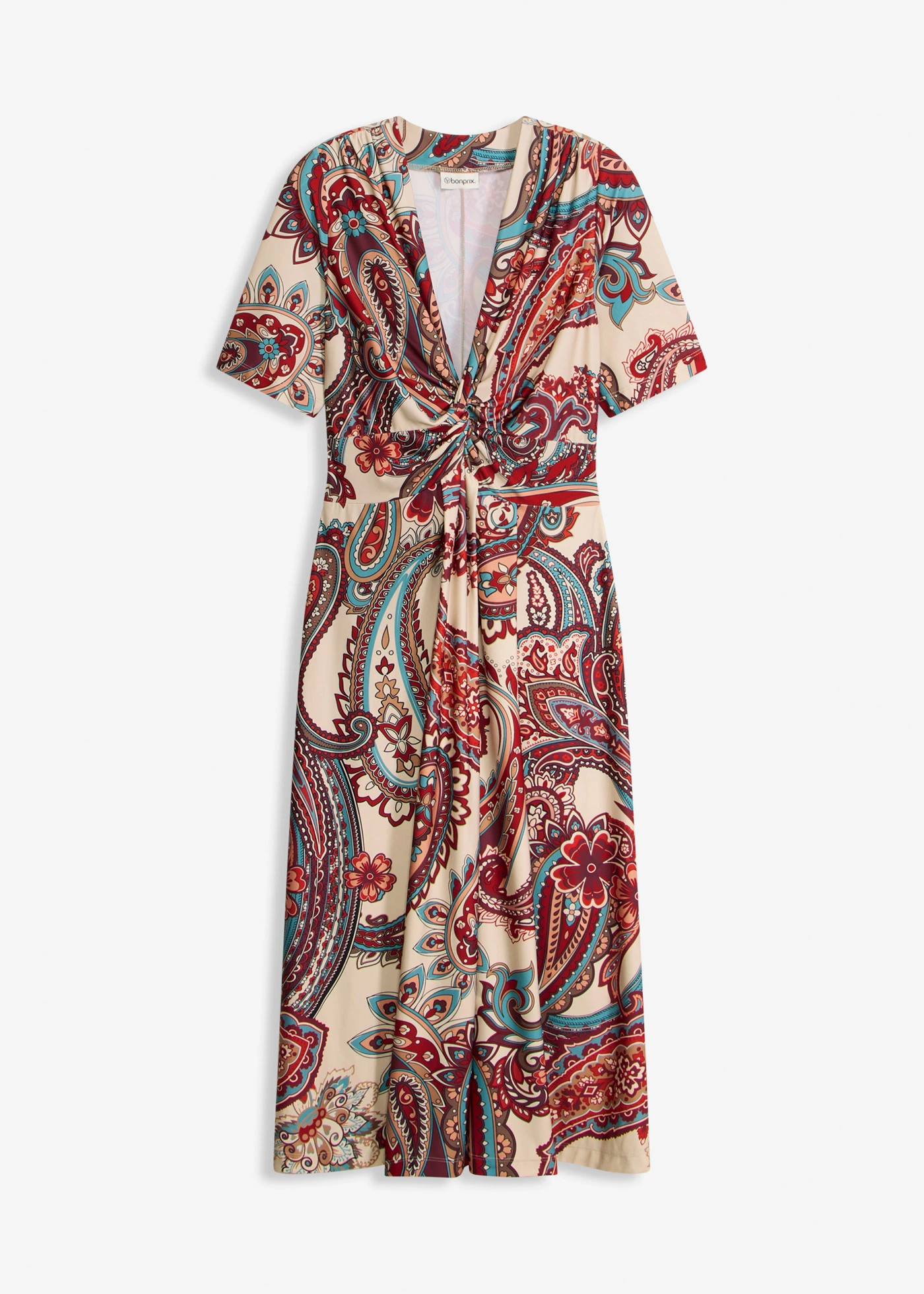 Robe midi, style portefeuille • sable clair paisley • Boutique bonprix