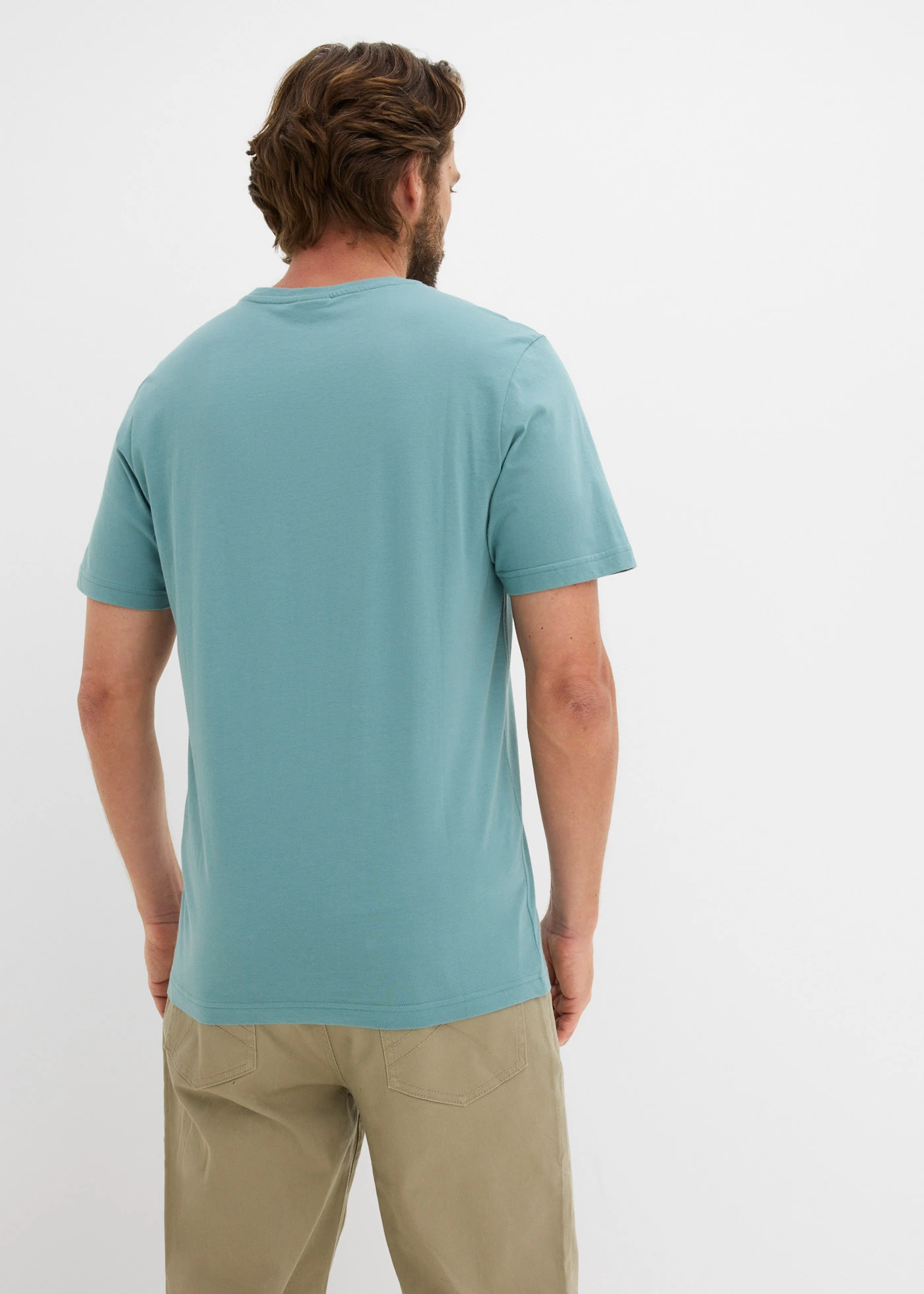 Lot de 2 T-shirts regular • bleu minéral + bleu profond imprimé • Boutique bonprix