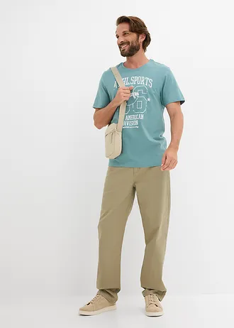 T-shirt o kroju regular fit, 2 szt. • niebieski mineralny+głęboki niebieski z nadrukiem • sklep bonprix