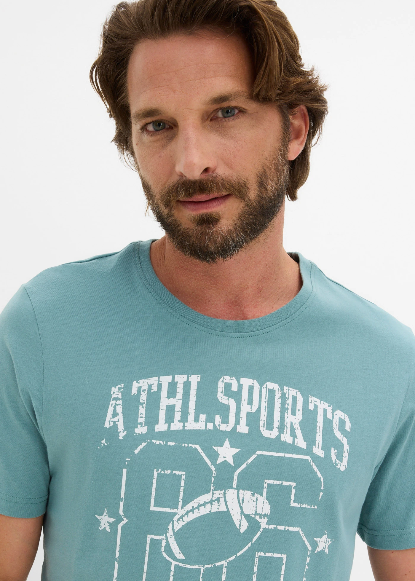 Tricou Regular Fit (set/2 buc.) • albastru mineral+albastru profund cu imprimeu • magazin bonprix