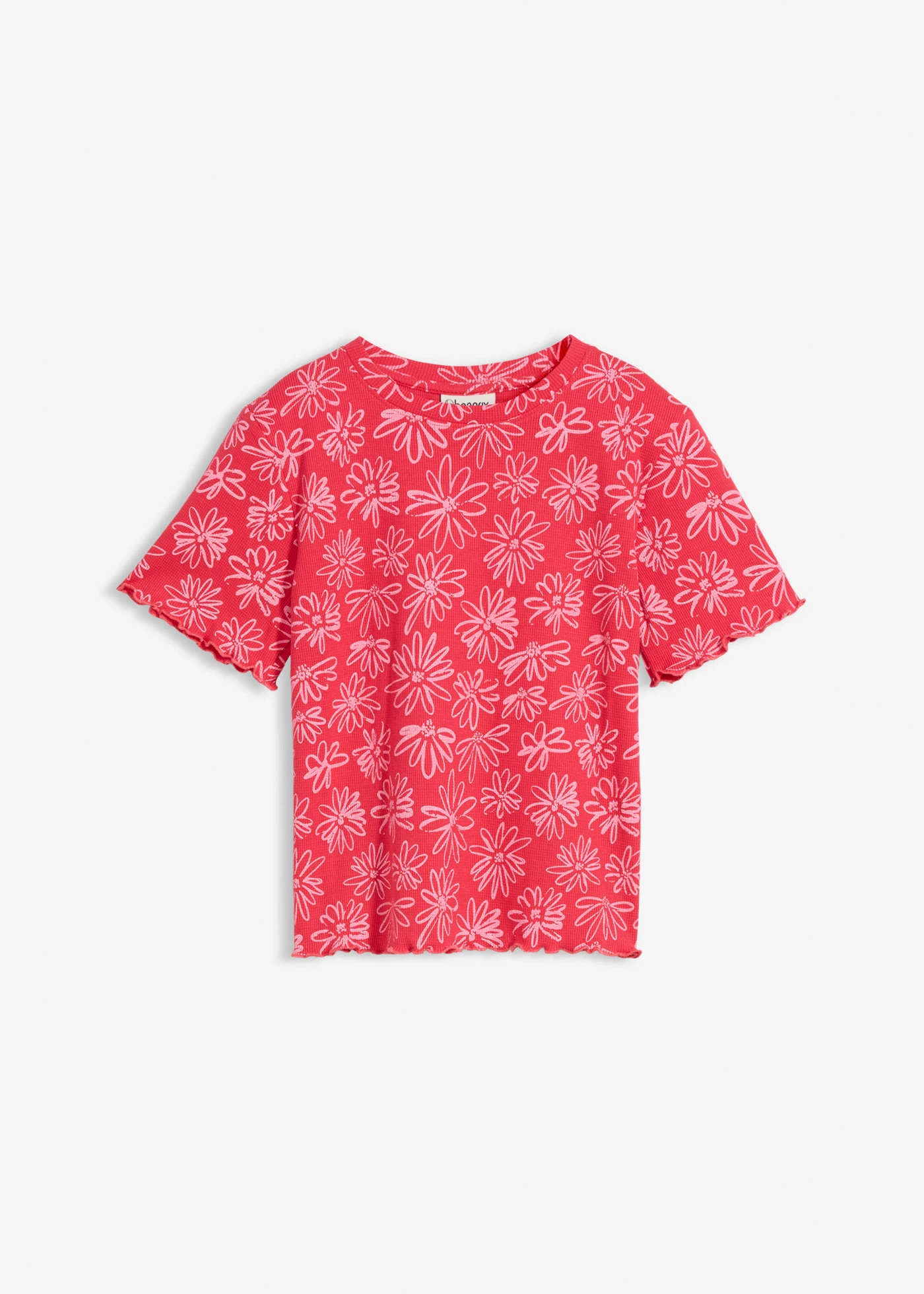 Tricou scurt din material cu bumbac • roz-hibiscus-roz pal înflorat • magazin bonprix