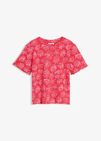 Rövid póló pamut-keverékből • hibiszkuszpink-rózsaszín virágmintás • bonprix áruház