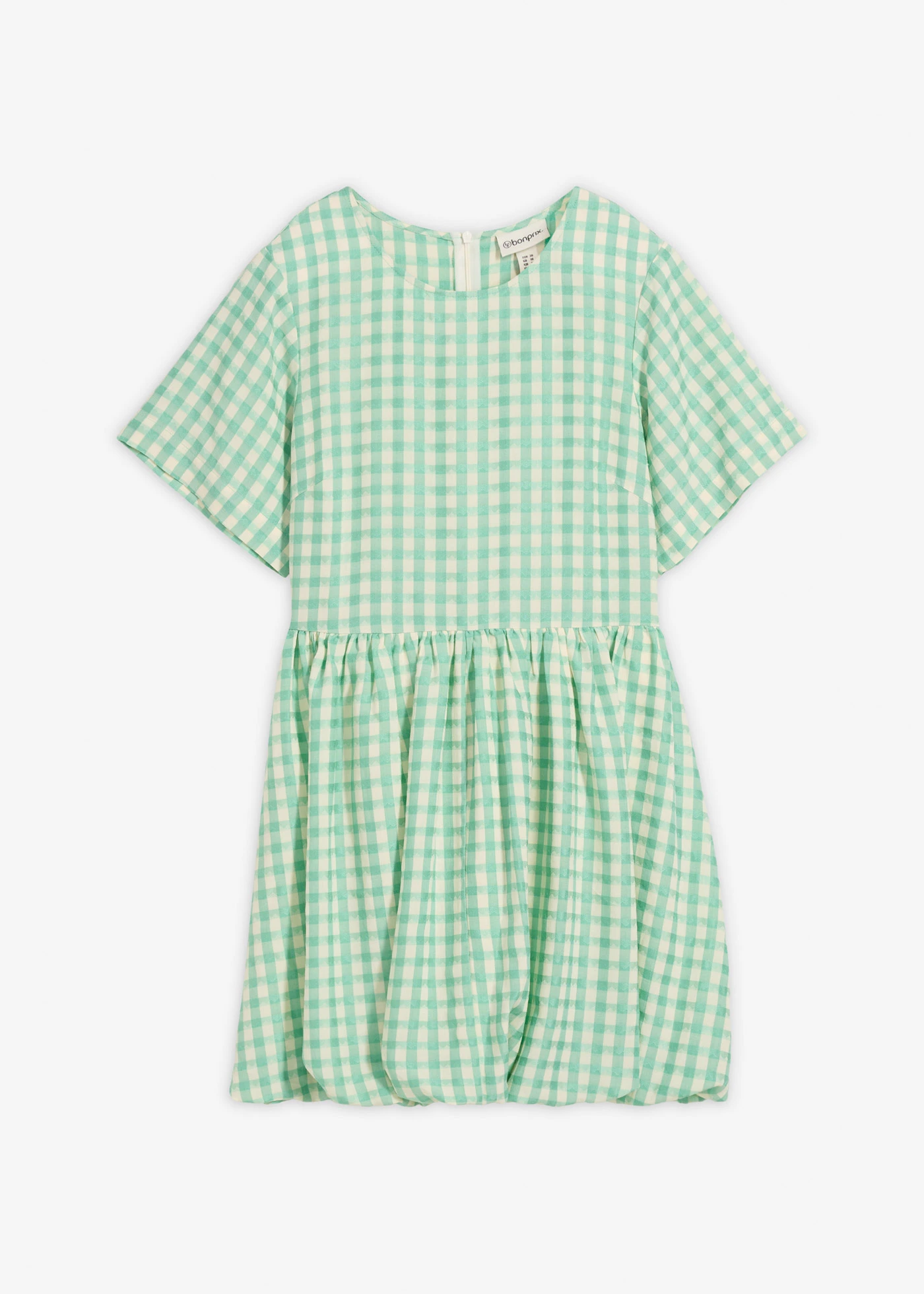 Robe courte base boule • vert-blanc carreaux • Boutique bonprix